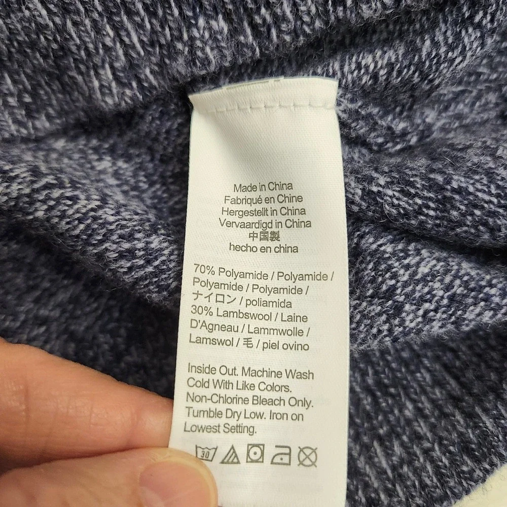 J Crew Lambswool Shawl Collar Knit Sweater Speckled Blue Mens‎ XXL Button Neck
